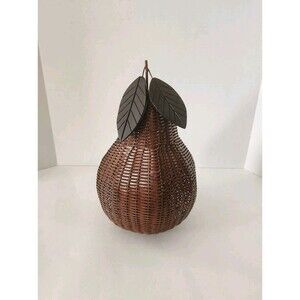 Vintage Wicker Woven Metal Wooden Leafs Decorative Pear Fruit Home Decor SEE